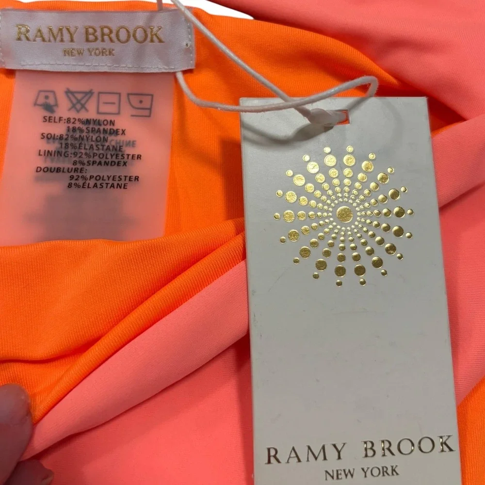 Ramy Brook Hope Bikini Bottom High Cut One Shoulder Strap Elora Coral Medium NWT